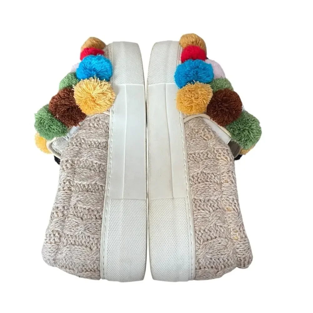 Joshua Sanders Pom Pom Slip On Sneakers Tan size 36 size 6 US